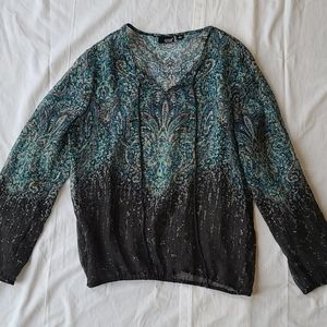 Sheer long sleeve Blouse a.n.a. blue green black